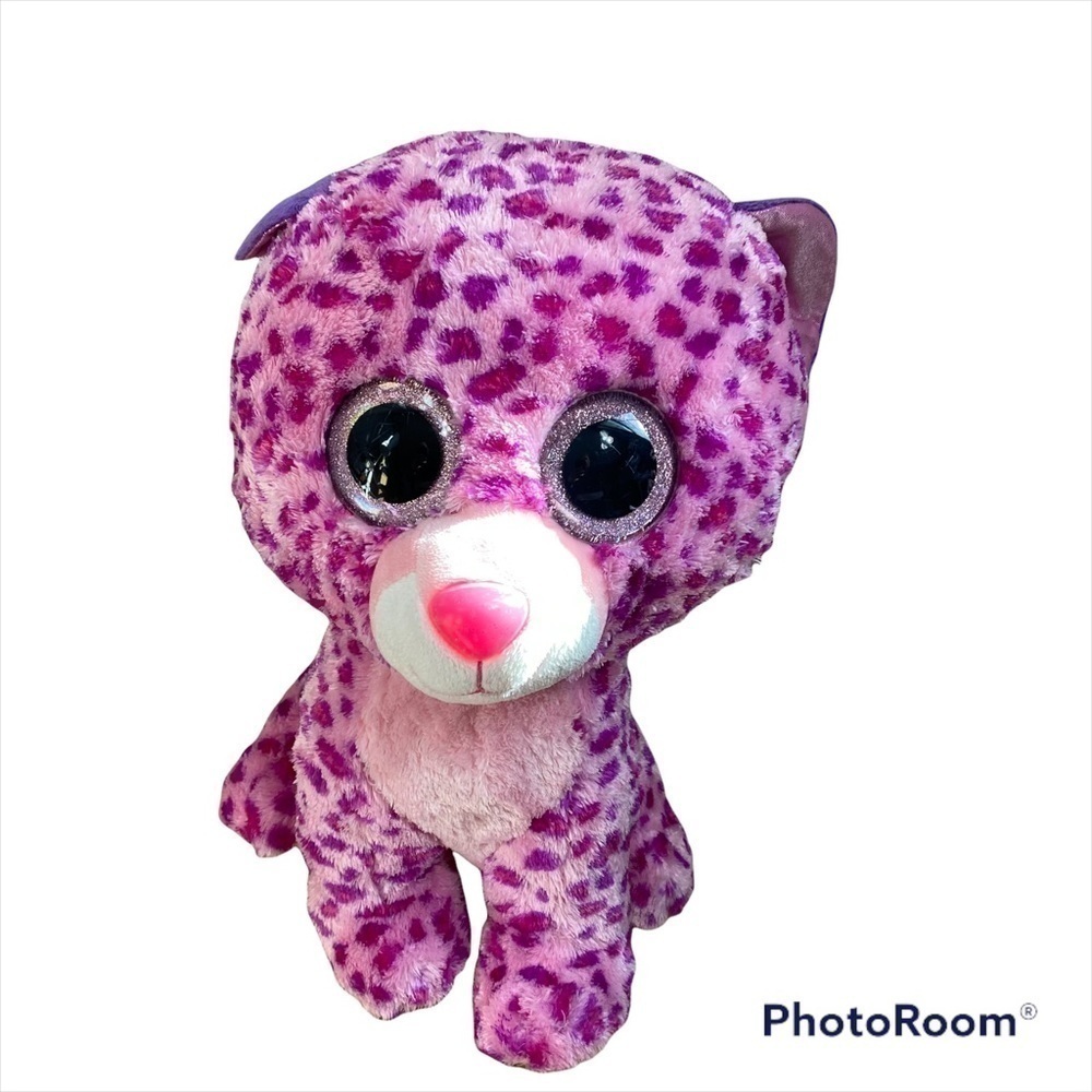 TY Beanie Boo LARGE Glamour Plush Cat Pink Purple Kids Toy Stuffed Animal